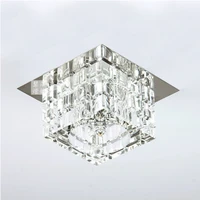 modern brief g4 3w square crystal stainless steel ceiling lamp home decoration hallway living room led lighting ac85 265v