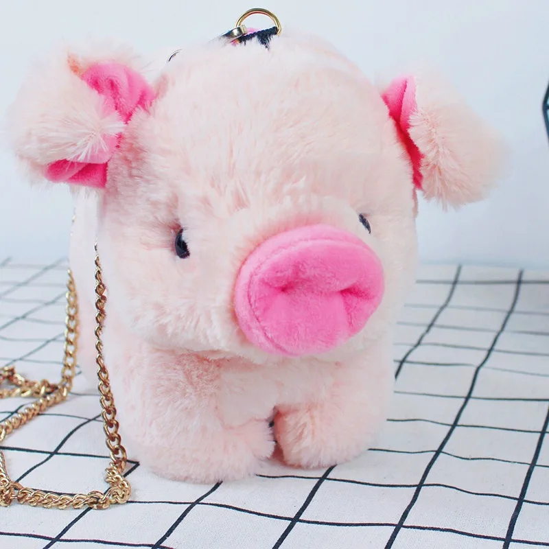 Розовая плюшевая свинья сумка для куклы набивные животные на одно плечо кошелек
