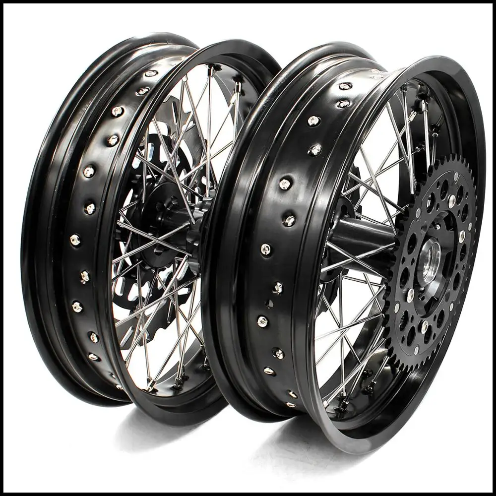 Полный комплект колес KKE CNC 3 5/4 25 SUPERMOTO для SUZUKI DRZ400 DRZ400E DRZ400S черные ступицы