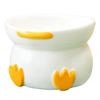 legendog 2021 funny flush duck pet bowl cat bowl ceramic easy to clean and protect the spine high foot cat food bowl
