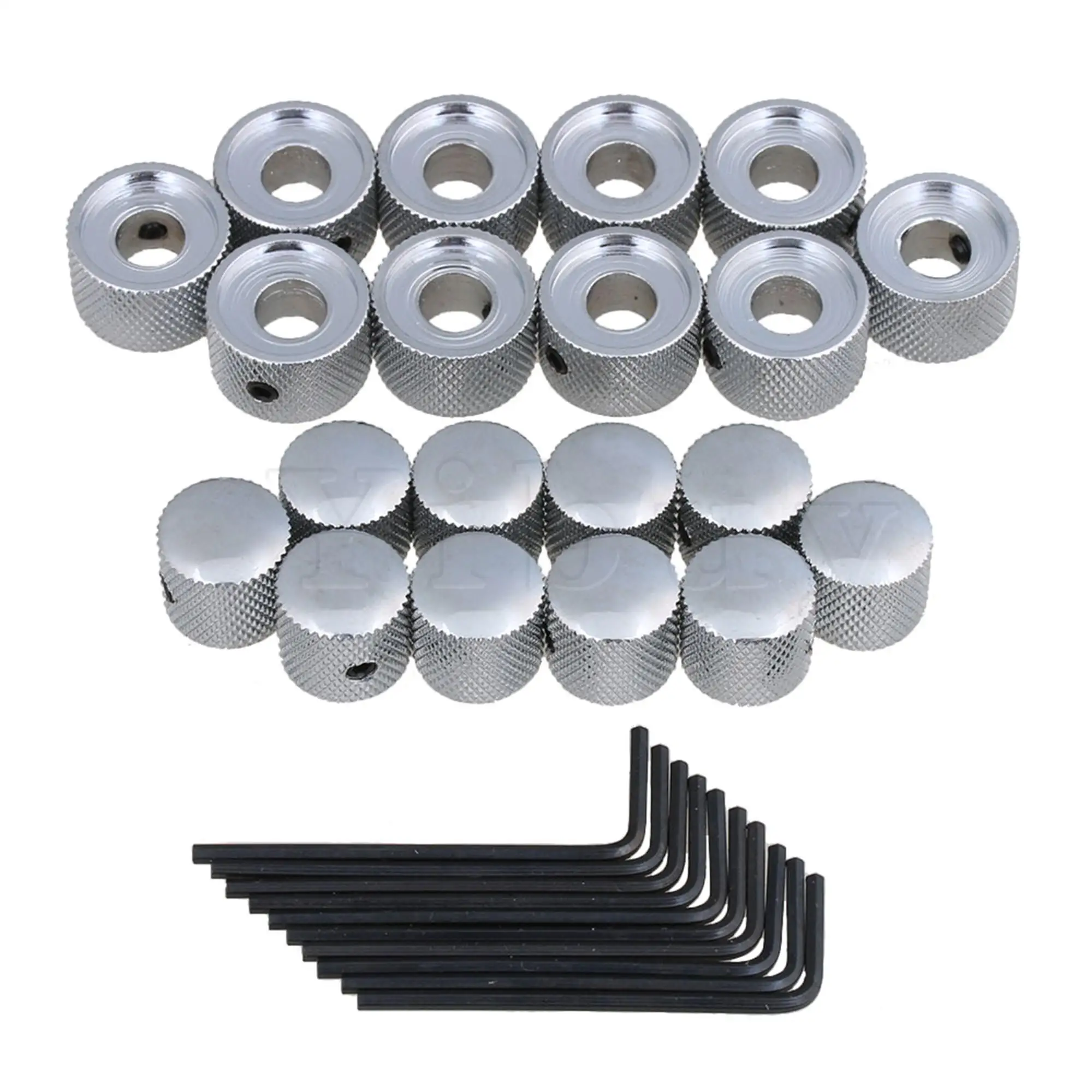

Yibuy 10 Pieces Chrome Dual Control Guitar Bass Knob Concentric Sets