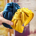 Повязка на голову с большим широким узлом, винтажная, из яркого шелка и атласа, завязанная повязка на волосы, аксессуары для волос