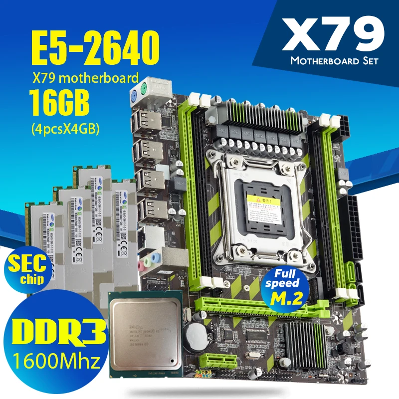 Новый набор материнской платы Xeon E5 2640 для ЦП Φ X79 с LGA2011 комбо 4 шт. * Гб = 16 памяти DDR3