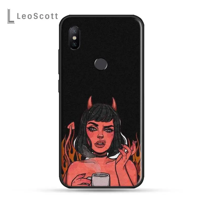 

Devil Woman Bad girl smoke eyes Phone Case For Xiaomi Redmi note 7 8 9 t max3 s 10 pro lite cover funda coque shell