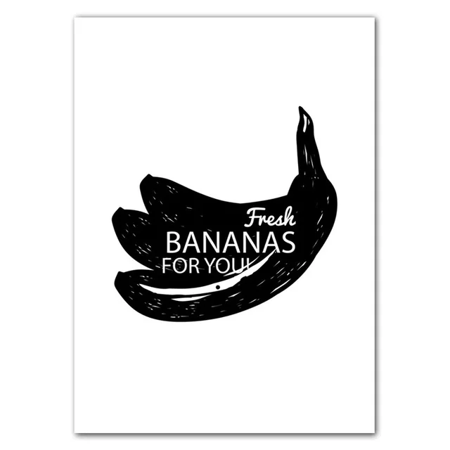 

Dining Room Poster Canvas Painting English Quote Black White Fruit Chicken Restaurant Wall Home Decor Aesthetic Room Decor