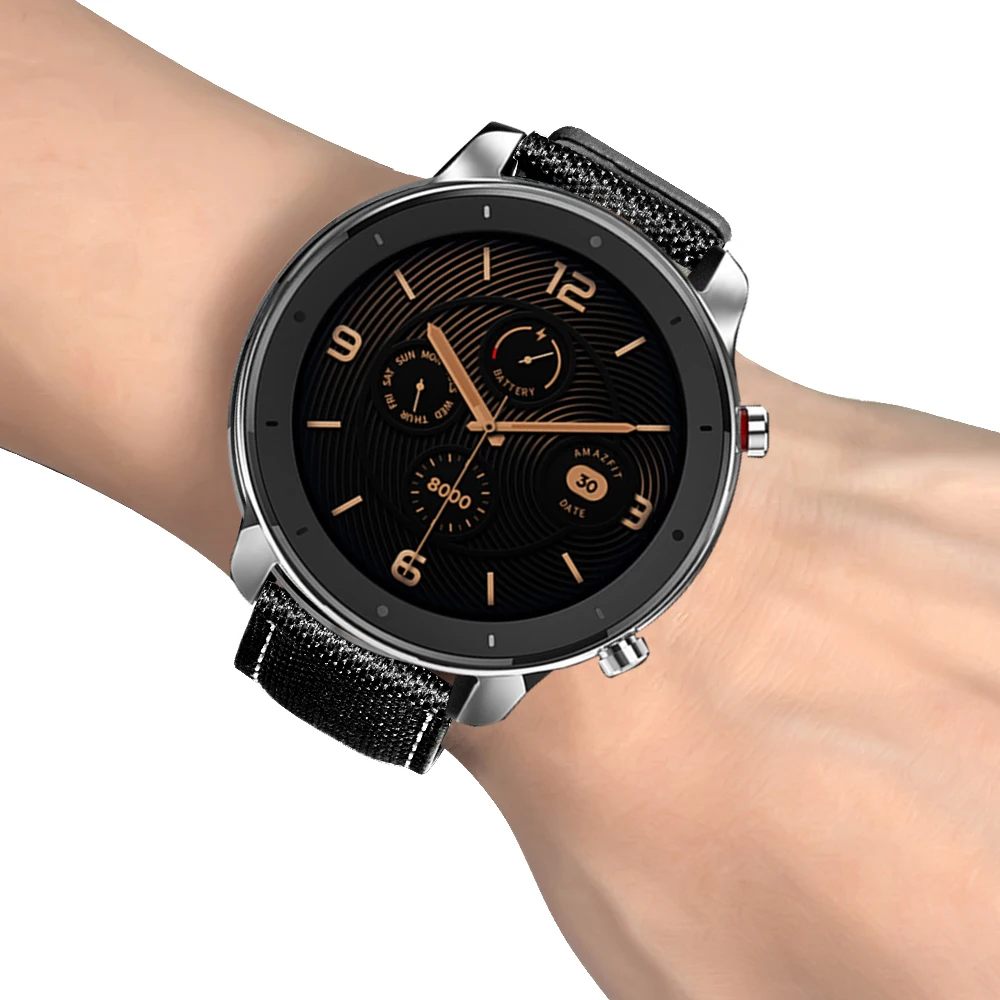 Высокое качество 22 мм холст+ кожаный ремешок для наручных часов для huawei Watch GT браслет ремешок для Huami Amazfit GTR 47 мм ремень Мягкий