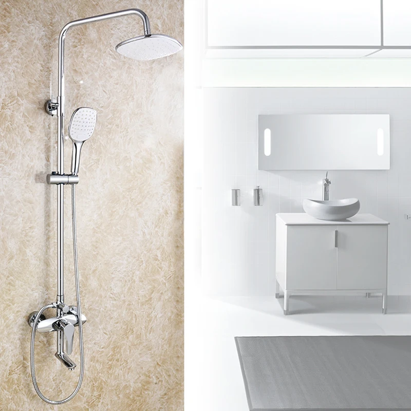 

Душевой смеситель в комплекте, Душевая система для ванной комнаты, латунный ручной душ-топ, спрей, трехступенчатая душевая головка, настенн...