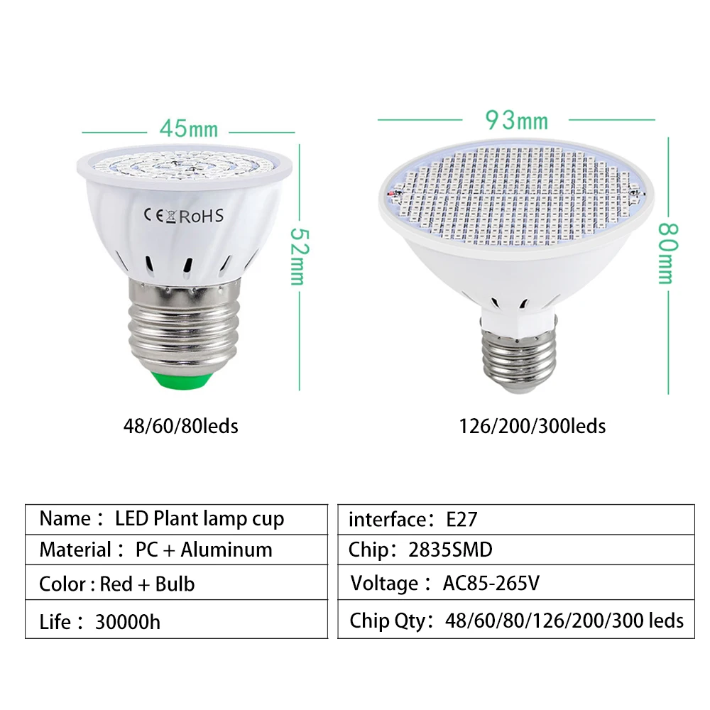 FOXGBF DIY светодиодный завод ламповая чаша E27 рост растений 220V 486080126200300 s Завод