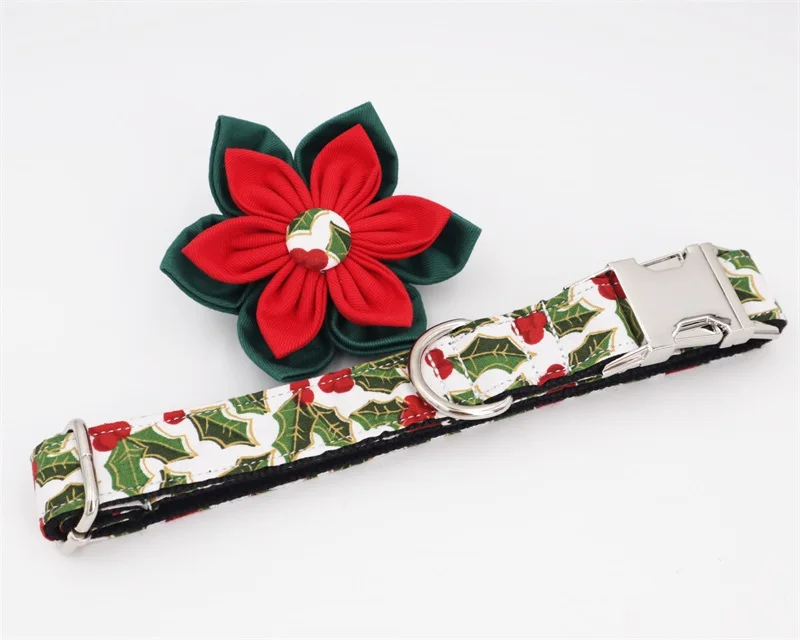 collar flower Рождественский ошейник для собак галстук-бабочка, металлическая пряжка для больших маленьких собак и кошек аксессуары для ошейника питомца - Цвет: collar flower