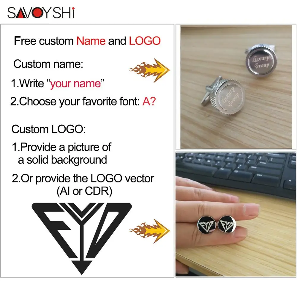 SAVOYSHI классические запонки из черного камня для мужских костюмов рубашка