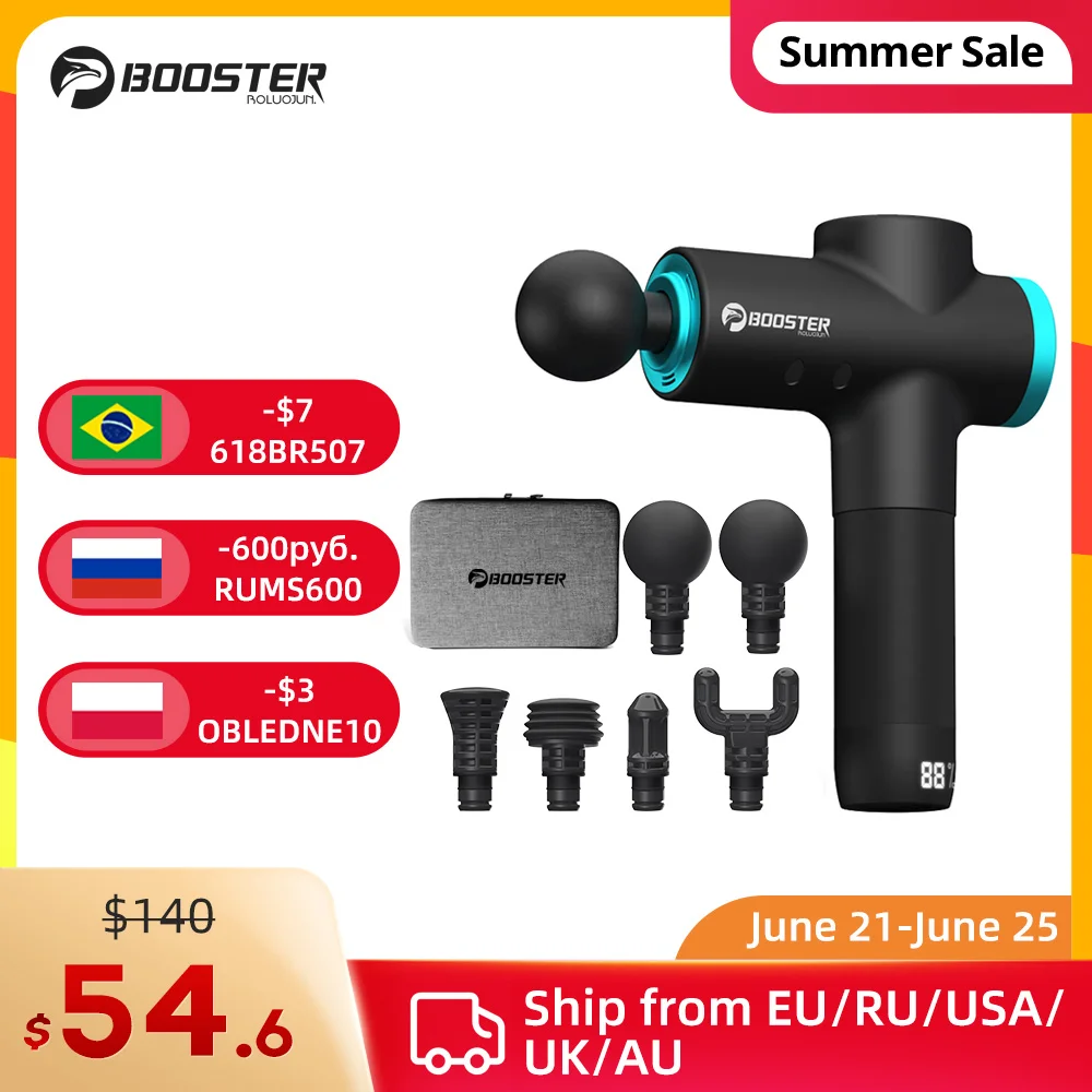 BOOSTER M2-12V LCD Display Massage Gun Professional Deep Muscle Massager Pain Relief Body Relaxation Facial Gun Fitness