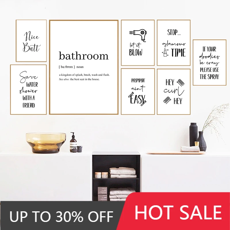 Забавные принты с цитатами для ванной комнаты современный минималистичный