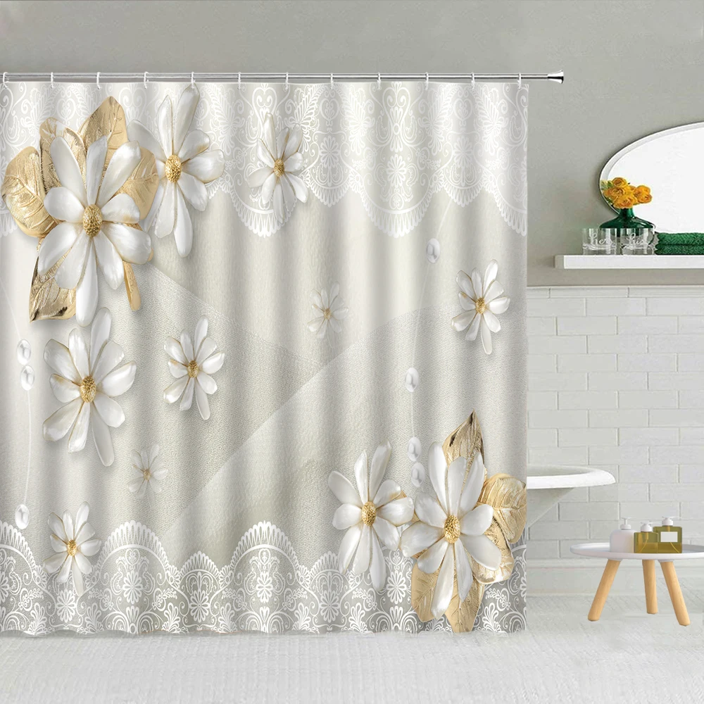 Роскошная занавеска для душа в китайском стиле с бриллиантами и цветами