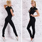 Джинсовый комбинезон женский, длинный, с V-образным вырезом, с цепочкой и пуговицами, черный