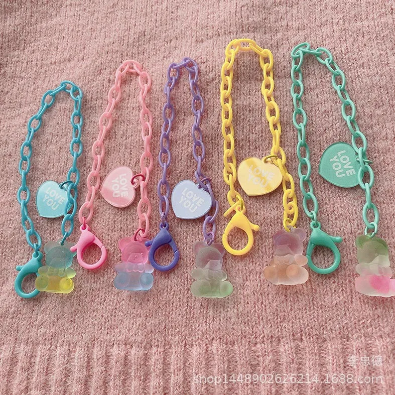 Браслеты Хип-хоп толстой цепочки Европы и Америки с подвеской в виде медведя Длинный чокер для женщин Готическое акриловое ручное украшение.