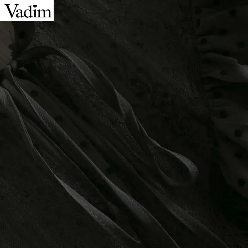 Vadim womem Элегантная черная блузка с оборками прозрачная плиссированная нестандартная рубашка с длинными рукавами женские прозрачные шикарные топы LB513