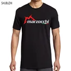 Для мужчин футболка Marzocchi логотип передняя вилка с амортизацией к рулю мотоцикла велосипеда черная футболка хлопок Рубашка с короткими рукавами Забавный Графический Футболка sbz377
