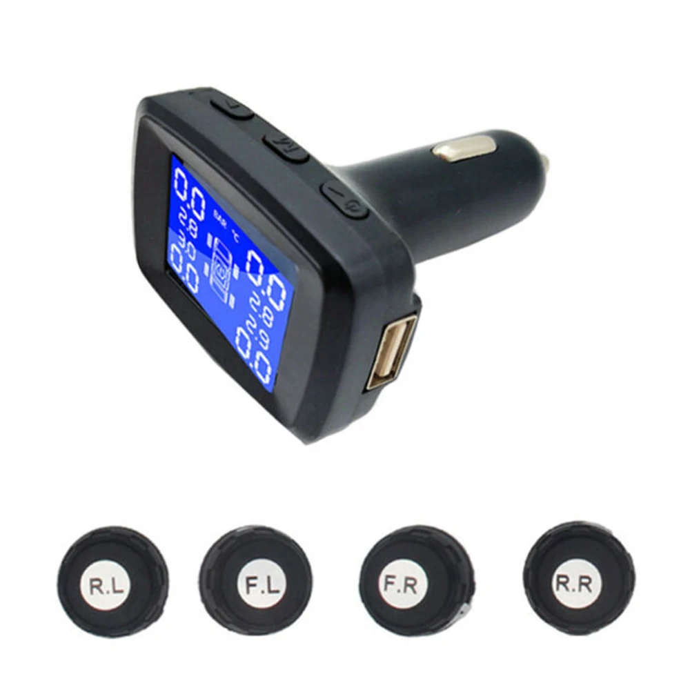 Автомобильная система контроля давления в шинах TPMS с ЖК дисплеем и 4 внешними
