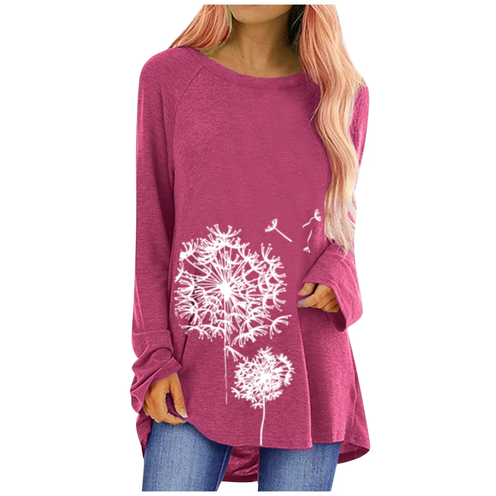 

2021 New Summer Fashion Tops Long Sleeve O-neck Printing Casual Blouse T-shirt Tops Loose Women Tops Tank Vest Tops Топ Женский