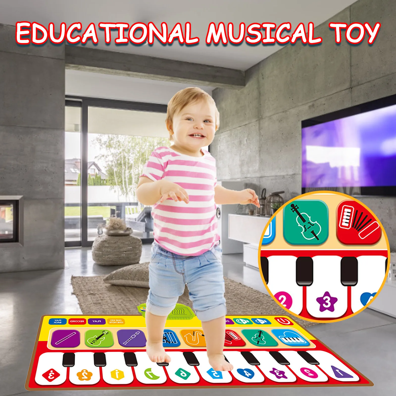 

32 Inch Floor Fashion Cartoon Children Music Video Game Piano Blanket Children Doll Toys For Kids Girl Boy Birthday Gift 2021