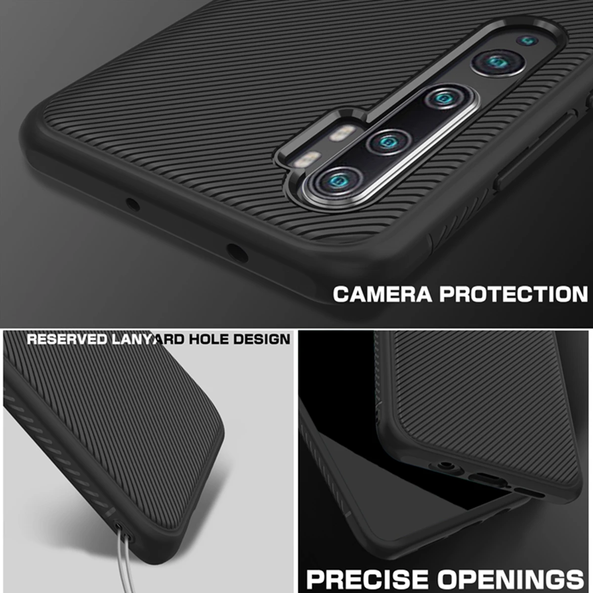 Чехол для Xiaomi Mi CC9 Pro силиконовая текстура углеродное волокно защита от царапин