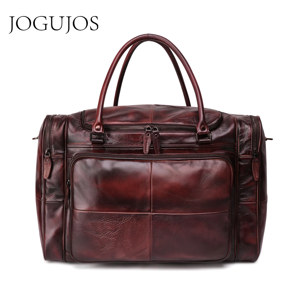 Мужская Дорожная сумка JOGUJOS из натуральной кожи винтажный вещевой мешок чемодан