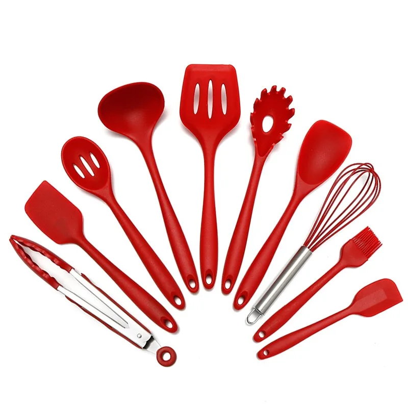 10 шт./компл. силиконовые Кухонные принадлежности набор кухонной посуды из