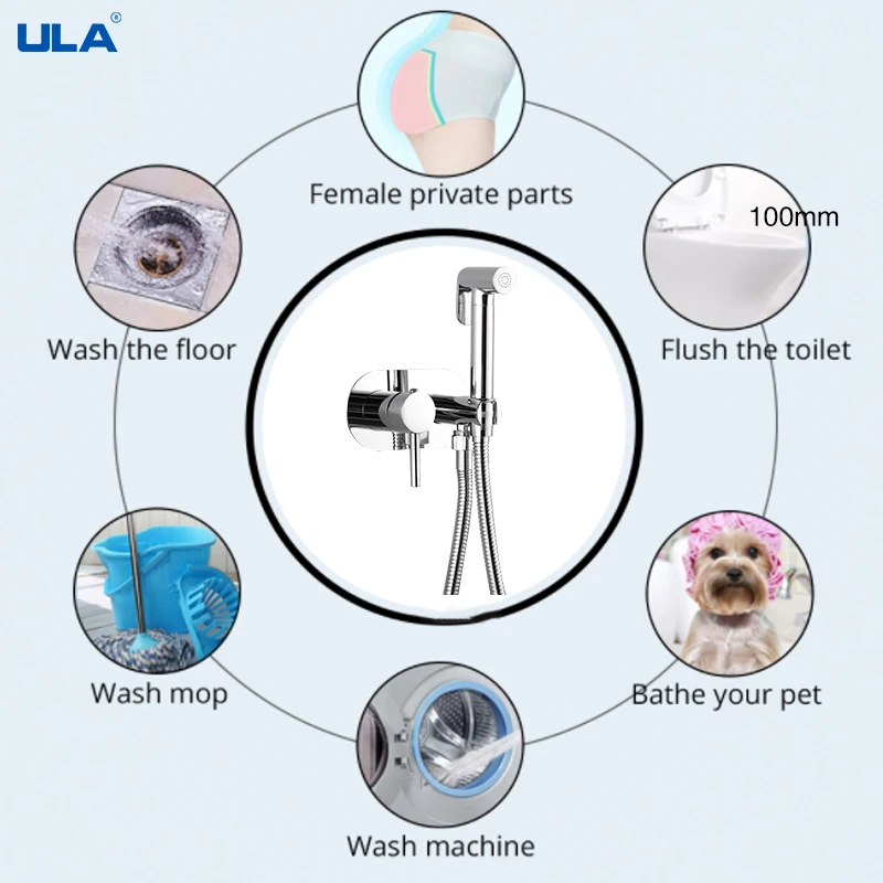 Латунный спрей для биде ULA ручной комплект подгузников с горячей и холодной водой