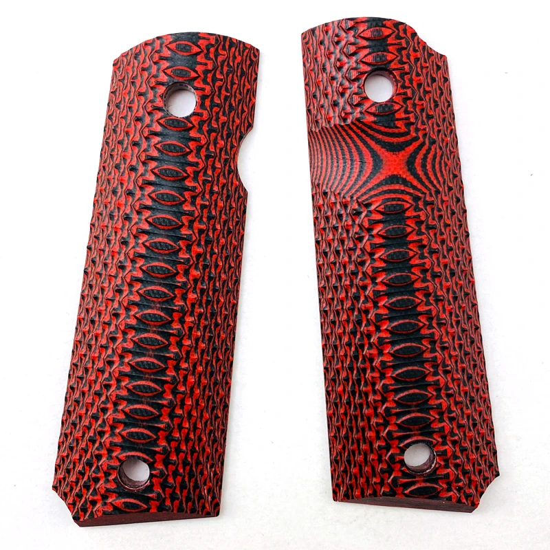 

2Pieces 1911 Full size Grips Patch Red G10 material Handle Grips Patch Custom Grips CNC Handle Grips