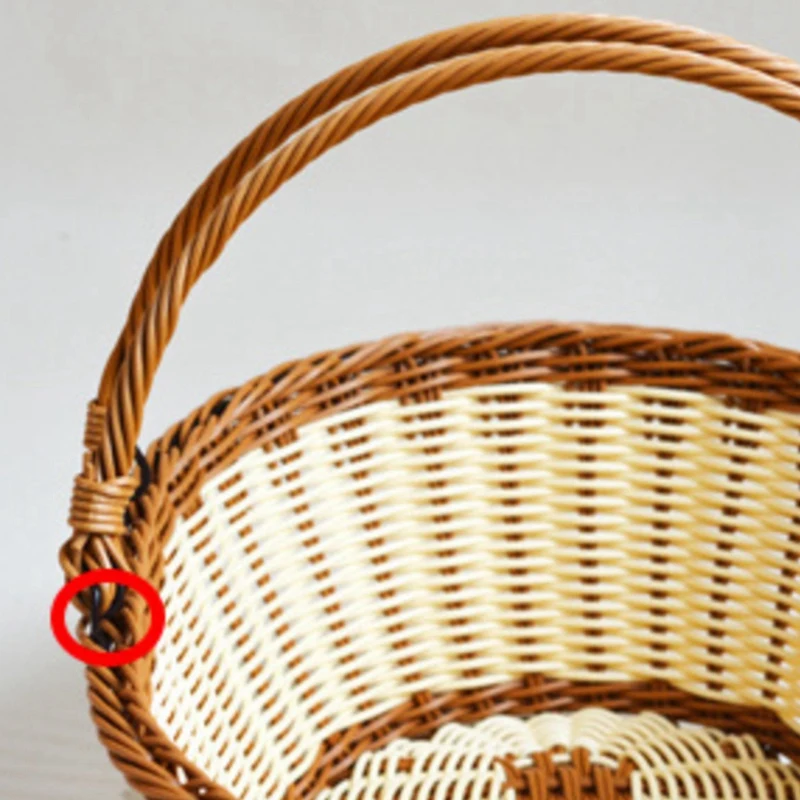 

Pastoral Style Environmental Protection Simulation Rattan Picnic Basket Outdoor Portable Fruit Basket Grocery Basket