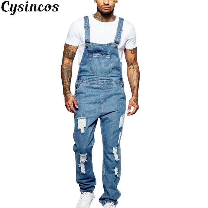 CYSINCOS новые модные мужские рваные джинсы комбинезоны Hi Street потертые джинсовые для
