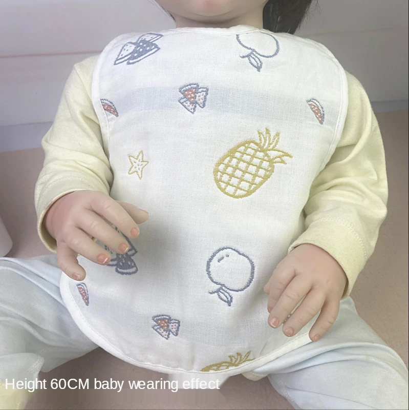 

Extra Large Jacquard Gauze Cotton Bib Dining Pocket/belly Protection 30*30CM Six-layer Thickening