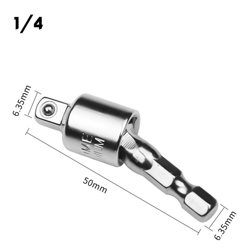 

360 Degree 1/4 3/8 1/2 Screwdriver Electric Wrench Hex Handle To Square Head Sleeve Conversion Tool