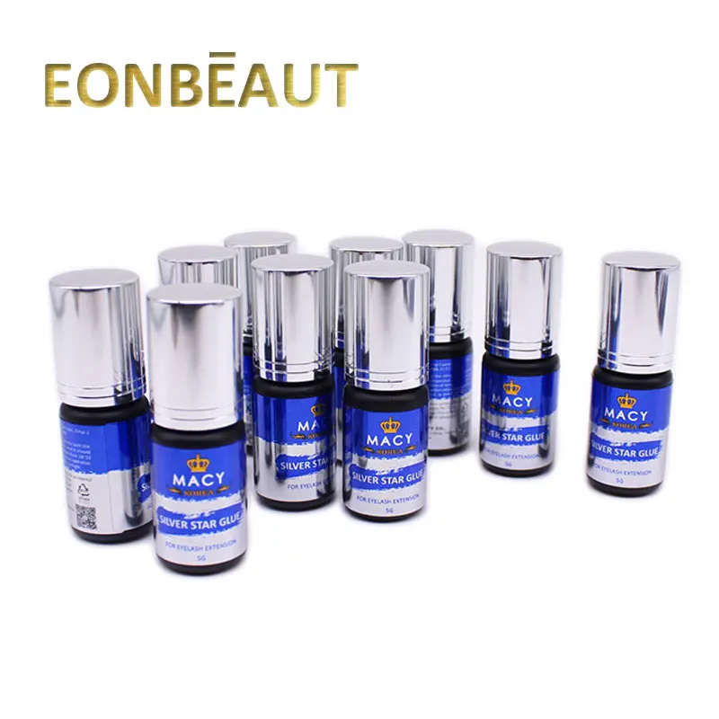 5 Bottles MACY Silver Star Glue For Eyelash Extension 5ml Powerful Fastest Drying 0.5 Sec Black Lash Adhesive Korean Beauty Shop | Красота и