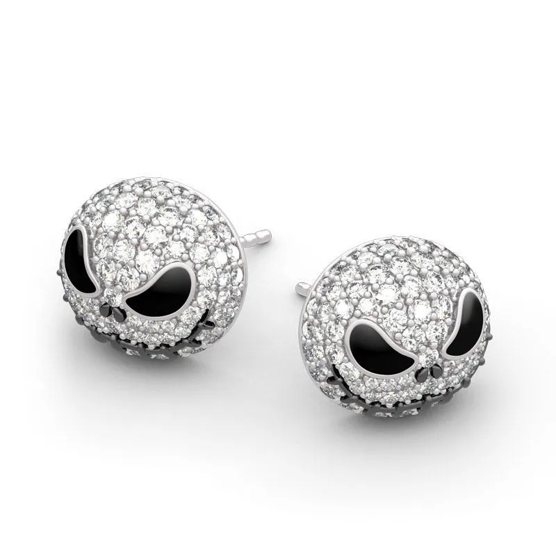 

Earrings Cartoon Gothic Party Jewelry Skull Stud Earrings Circle Crystal Jack Skull Nightmare before Christmas Women Girl