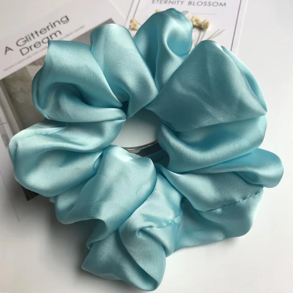 

2PCS Satin Silk Bright Solid Color Scrunchies Elastic Hair BandsTies Set Women Girls Ponytail Holder Hair Rope Hair Accessories