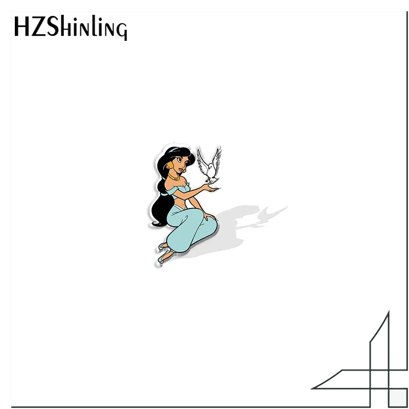 Аладдина Джина Мультяшные жасминовые акриловые булавки для лацканов эпоксидные