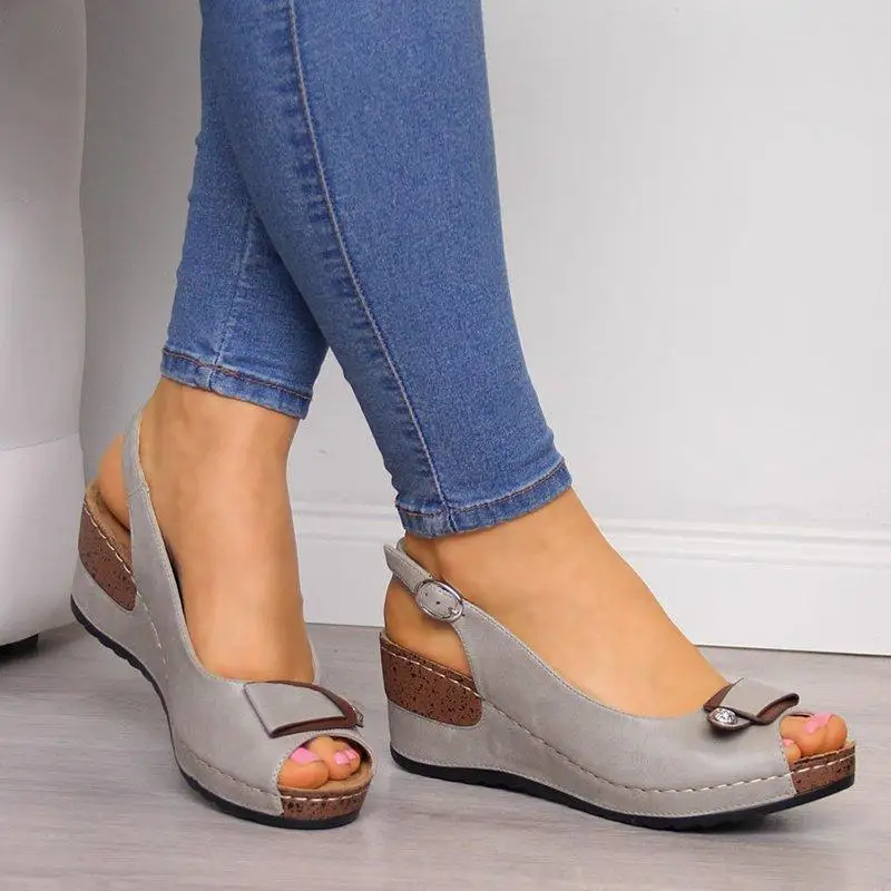 

2020 Pearl Platform Wedges Sandals For Women Weave Female Causal High Heels Open Toe Comfort Fish Mouth shoes zapatos de mujer