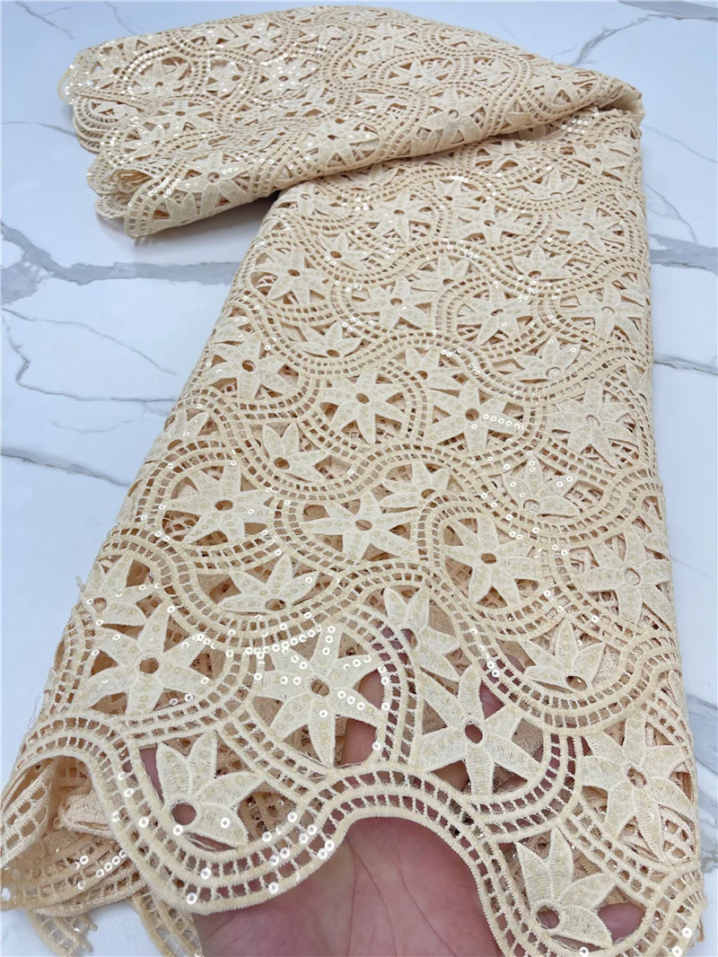 PGC белая африканская кружевная ткань с блестками 2021 Высококачественная молочная