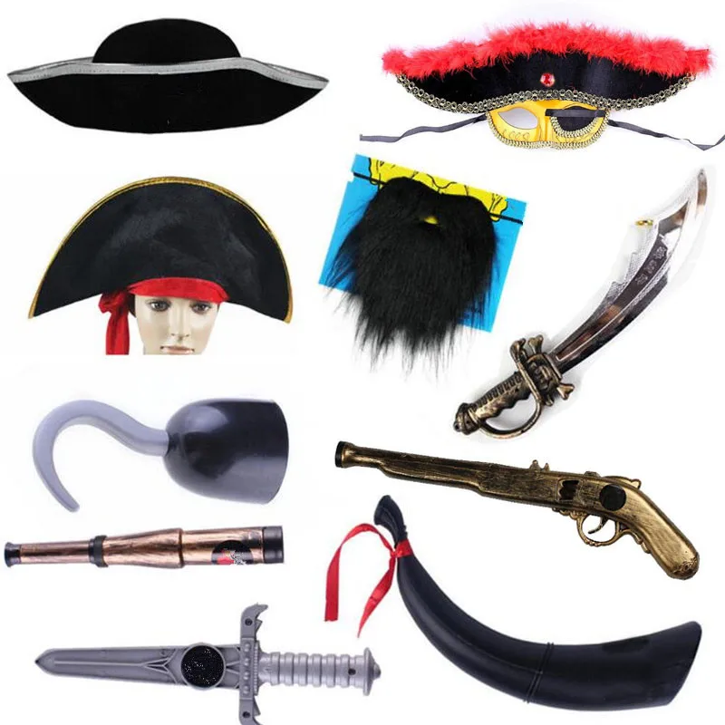 Halloween Pirate Eye Patches Mask Hat Cloak Weapons Cosplay Costume Accessories Kids Adults Masquerade Party Props Christmas|cosplay props|props