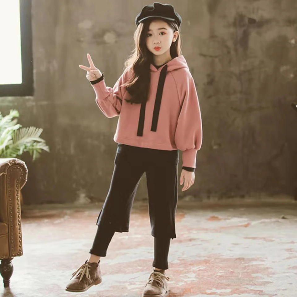 Повседневный Спортивный костюм для девочек на весну осень комплект детской