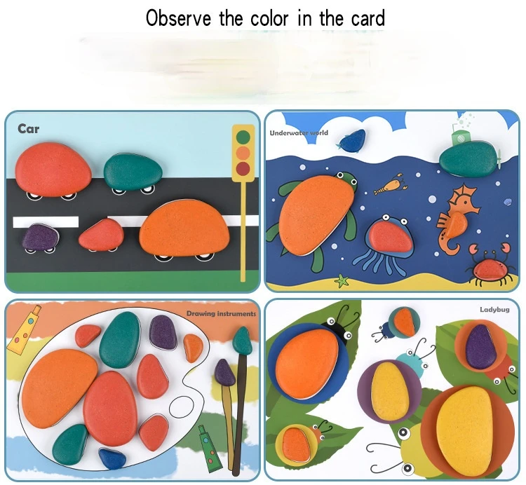 

Montessori Rainbow Pebbles Jenga Educational Toys Rainbow Pebbles Stacking Game Educational Toys Paint Color Perception