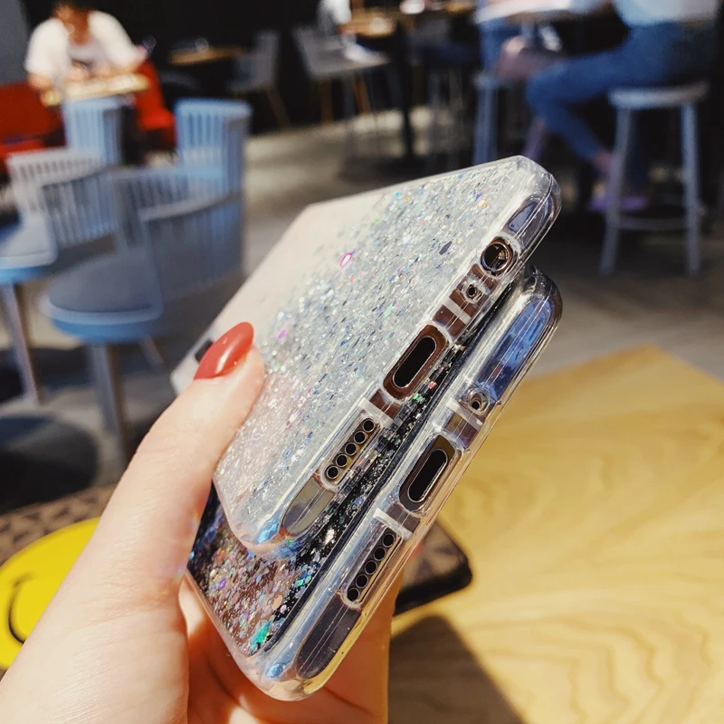 Для Huawei P20 P30 P40 Y5P Y6P Y7P Nova 3 3i Honor 8X 8A 9 9c 9s 10 20 Lite 10i Pro с блестками и нашивкой в виде