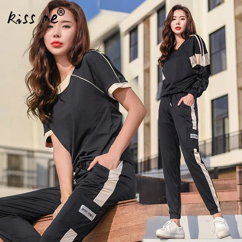 Женский спортивный комплект из 5 предметов свободный бюстгальтер футболки с