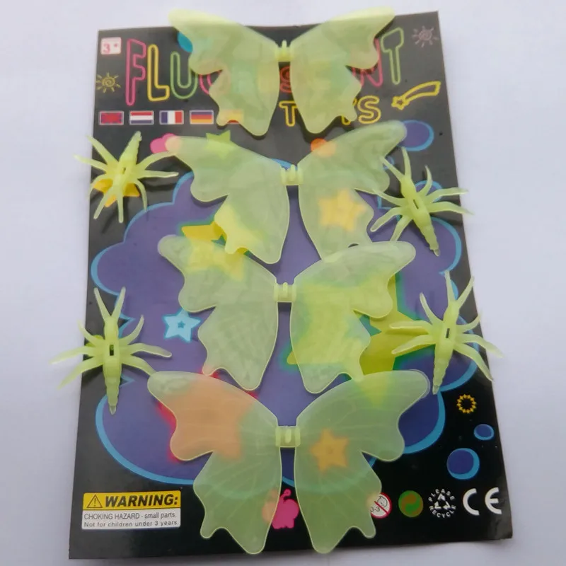 Трехмерная светящаяся Бабочка 4 шт. упак. флуоресцентные наклейки для украшения