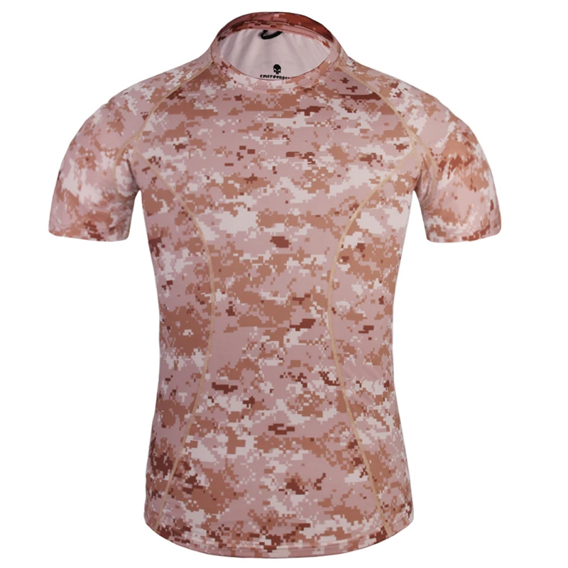 

Emersongear Tactical Skin Tight Base Layer Running Shirts Camouflage Shorts Sleeve Outdoor Sports Sweat-Wicking T-Shirt AOR1