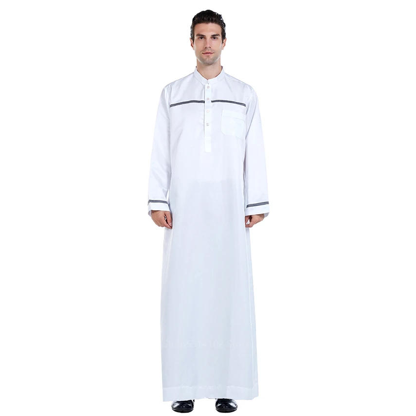 Повседневная мужская абайя Jubba Thobe из Саудовской Аравии мусульманская одежда с