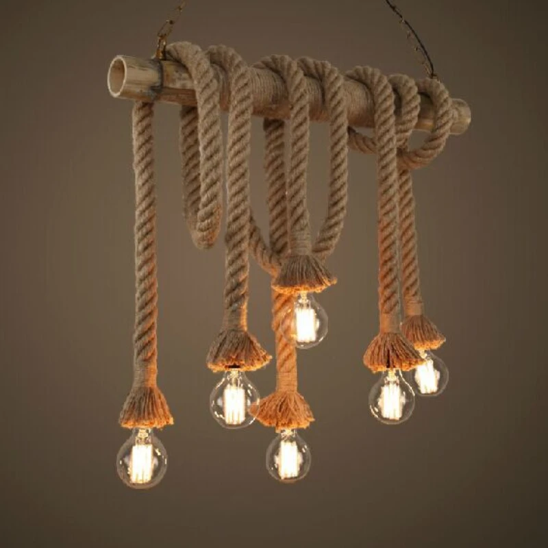 

Винтажная веревочная Подвесная лампа в стиле лофт, креативный индивидуальный светильник в стиле ретро, лампочка эдисона в американском сти...