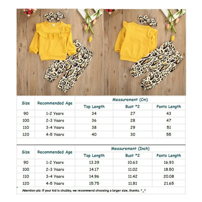 

Toddler Kid Baby Girl Clothes Sweatshirt Top Leopard Pants Headband Outfit 3PCS/Set