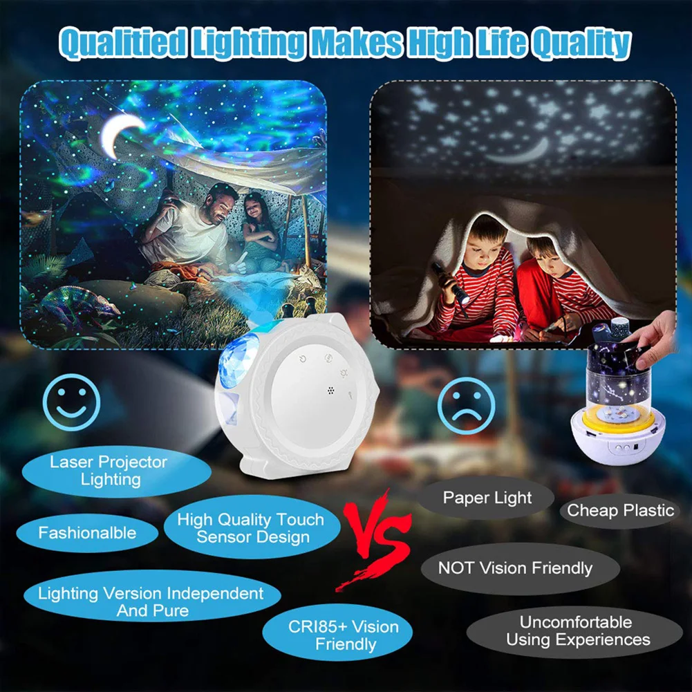 

Touch Switch Starry Sky Projector Night Light Projection 6 Colors Ocean Waving Lights 360 Degree Rotation Night Lighting Lamp